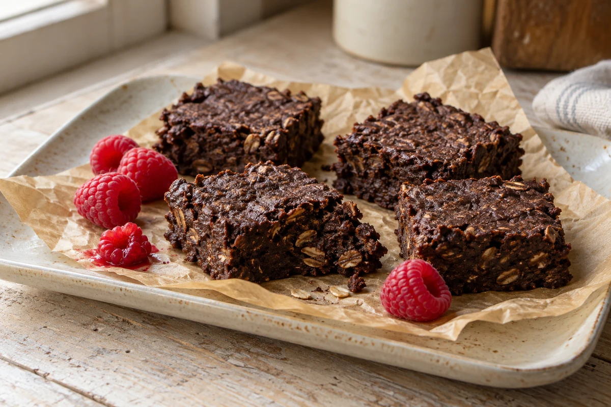 Schoko-Süsskartoffel-Brownies mit Himbeeren