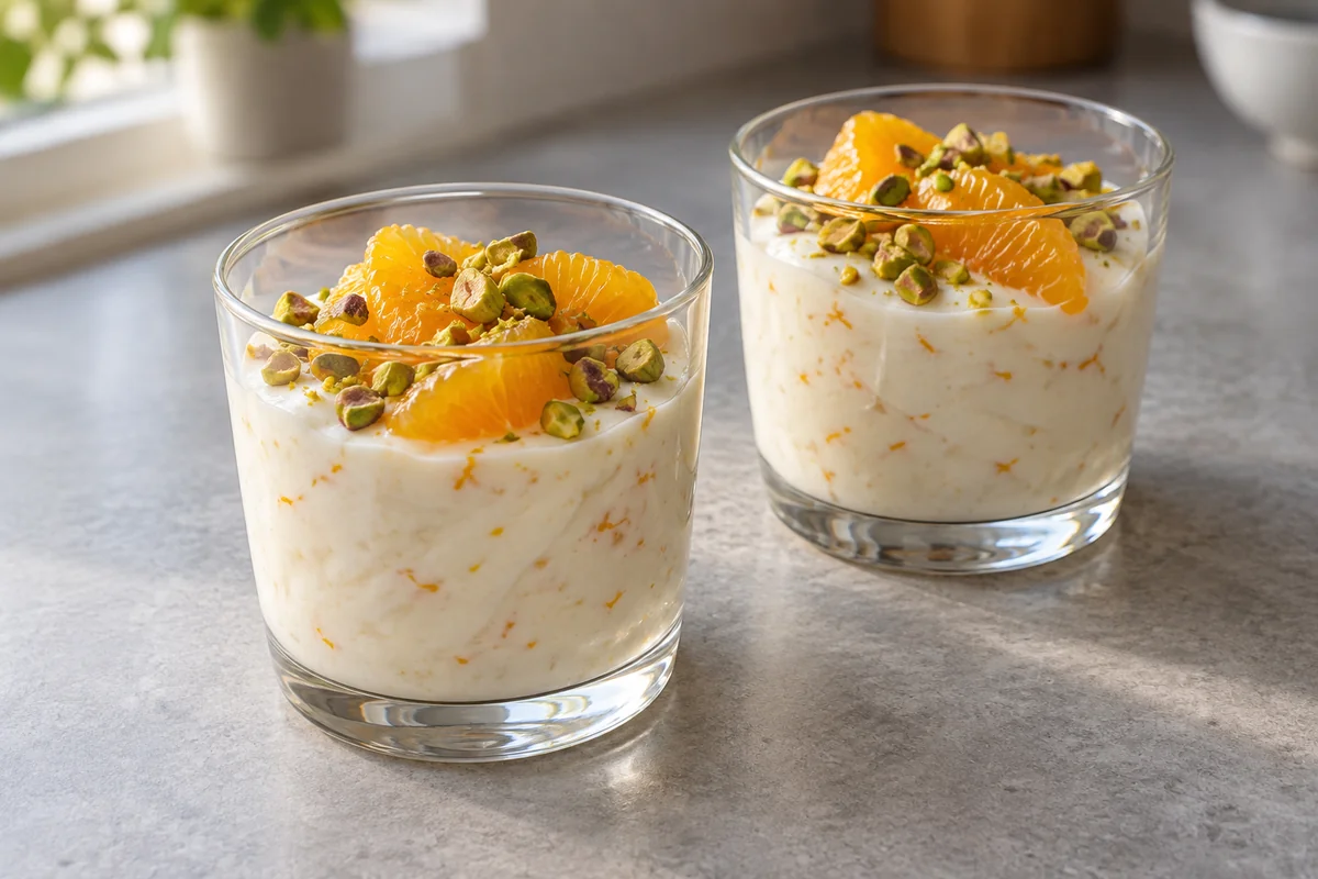 Orangen-Joghurt-Creme mit Pistazien