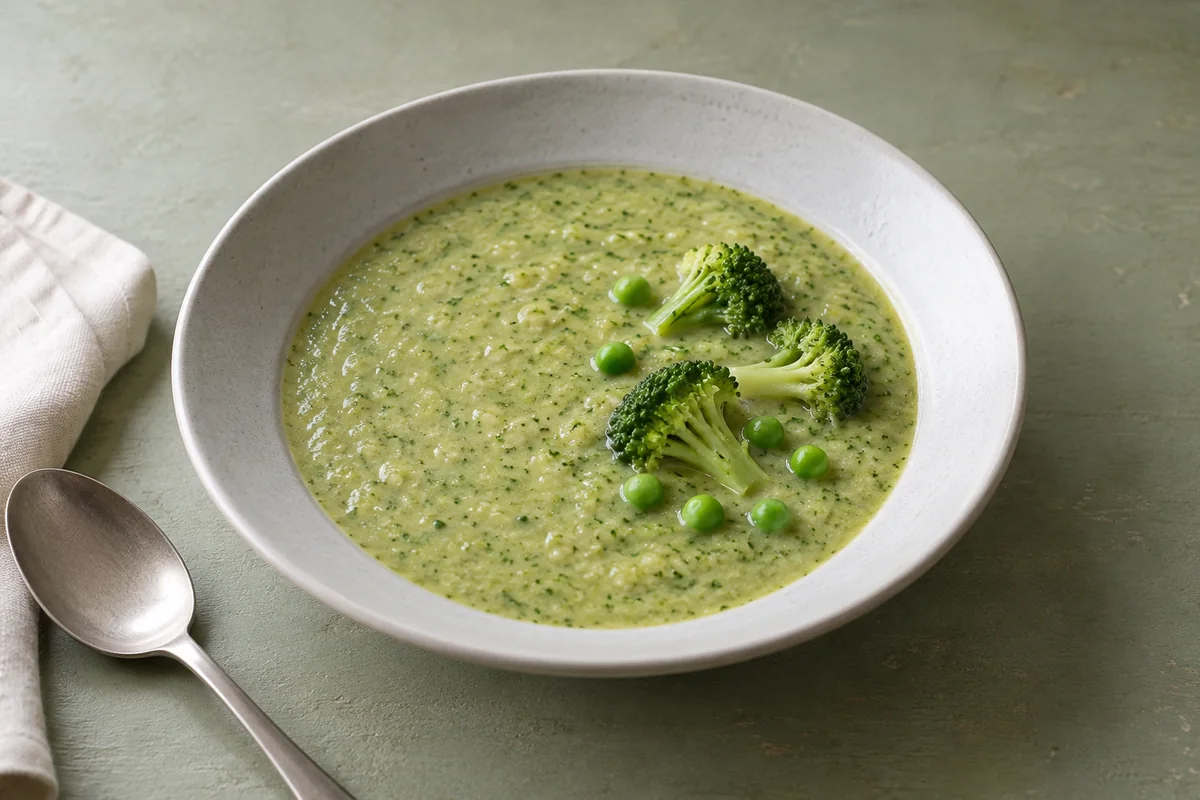Brokkoli-Erbsen-Suppe mit weissen Bohnen