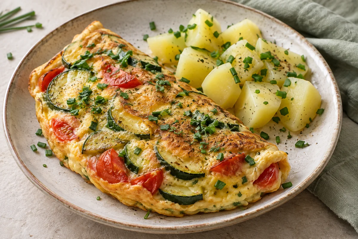 Gemüseomelett mit Kartoffelwürfeln