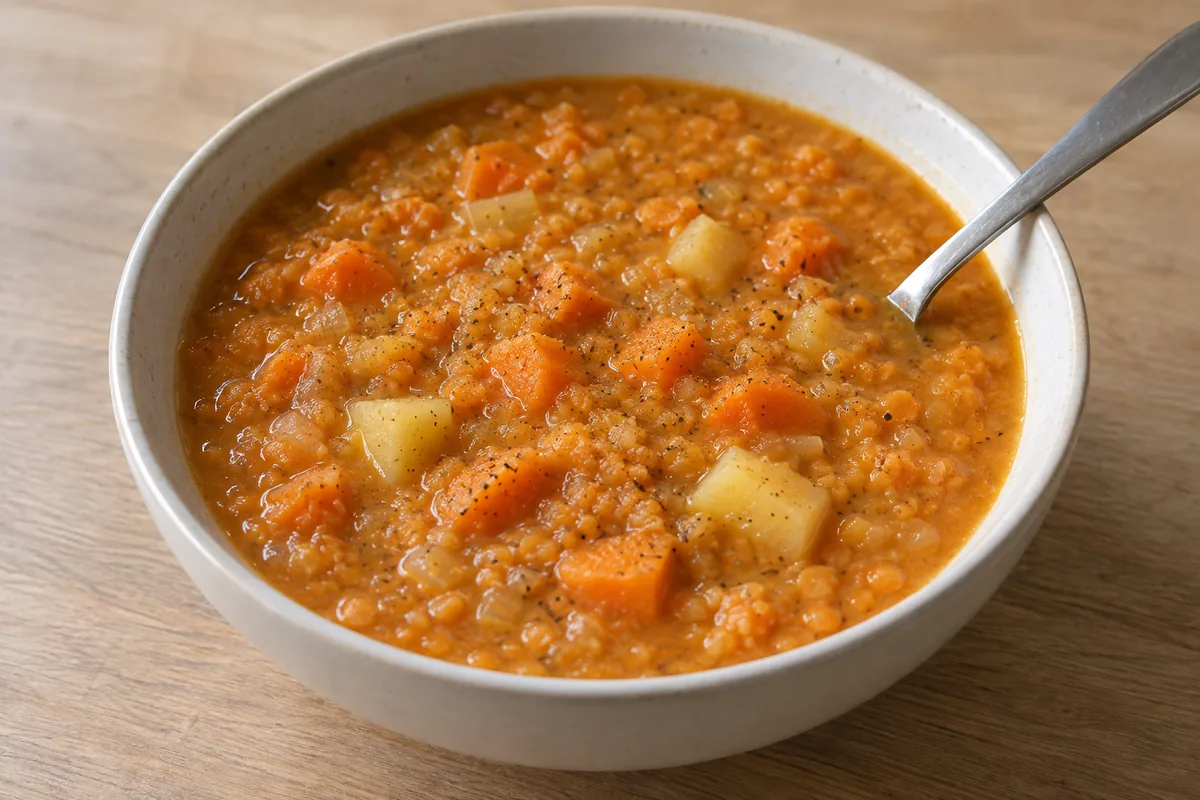 Rote-Linsen-Karotten-Suppe mit Kartoffeln