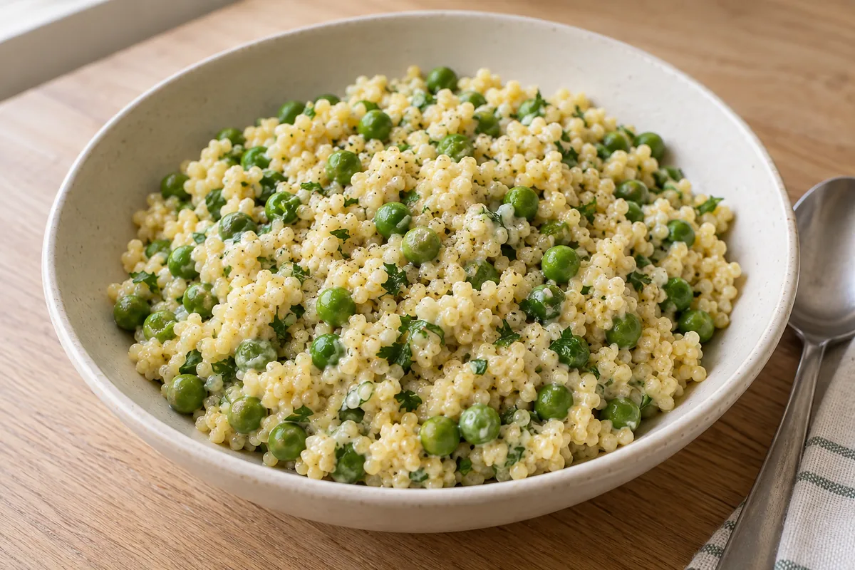 Erbsen-Zitronen-Hirse mit Joghurtsauce