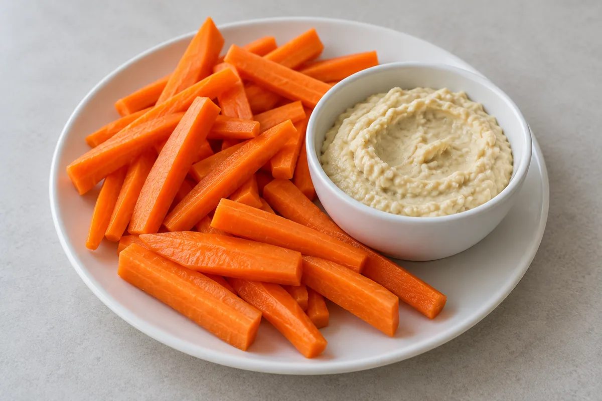 Karottensticks mit Zitronen-Bohnen-Dip