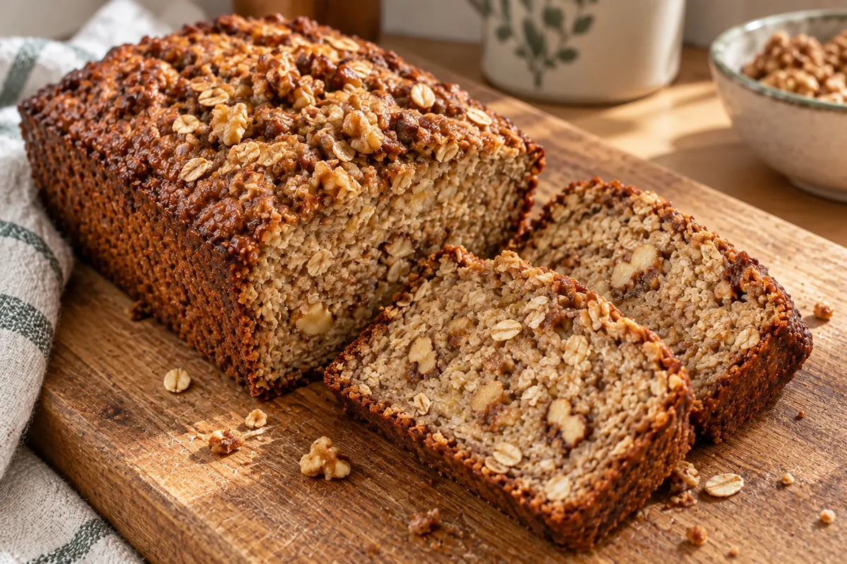 Bananenbrot mit Haferflocken und Walnüssen